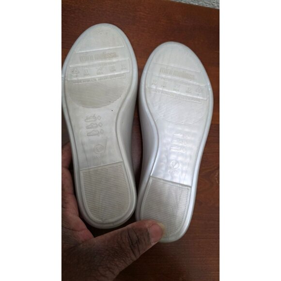 Mini Melissa Disney Princess Tiana Shoes Flower Detail Light Gray Flats Girls Si - Picture 7 of 9